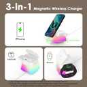 Minthouz 3 in 1 Charging Station for iPhone, Wireless Charger for Apple, MagSafe Charger with Night Light, 360 Rotation, Compatible with iPhone 16, 15, 14, 13, 12 Pro, Apple Watch & AirPods Pro 4/3/2