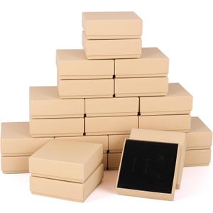 48 Pack Cardboard Jewelry Gift Boxes 3.5x3.5x1 Inch Bulk Jewelry Packaging Small Jewelry Box with Lids for Necklace Ring Bracelet Earring(Brown)