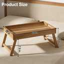 22"x14" Acacia Wood Folding Bed Tray Table, Extra Large Breakfast in Bed Tray with Raised 7.9" Leg Space, Foldable Legs, Tablet & Phone Slots, Cable Grooves, Food Tray for Bed