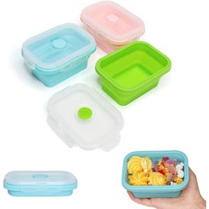 Alimat PluS 11.8oz Small Silicone Collapsible Food Storage Containers With Lids, 3 Pack Set 350ml Collapsible Food Storage Containers with Lids, Travel Food Containers for Outdoor and Kitchen