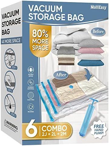 MattEasy Space Saver Vacuum Storage Bags, Space Saver Bags with Pump, Storage Vacuum Sealed Bags for Clothes, Comforters, Blankets, Bedding