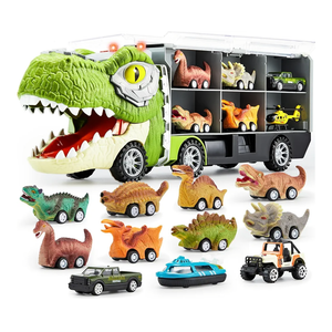 JOYIN 13 in 1 Dinosaur Toys for Kids 3-5, Dinosaur Truck with 12 Pull Back Cars, Birthday Gifts Toys for 3 4 5+ Year Old Boy, Transport Carrier Truck for Toddlers, Easter Kids Gifts