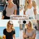 Neer 3 Pack Fitted Ribbed Scoop Neck T-Shirts for Women, Tight Short Sleeve Tops Slim Basic Tee Trendy Summer Blouses (S)