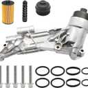 Aluminum Engine Oil Cooler Filter Housing Assembly Adapter Kit with Gaskets & Insert & Cap, Compatible with Chevy Aveo Cruze Malibu Sonic Trax, Buick Cascada, Pontiac G3, Saturn Astra - 1.6L 1.8L