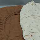 Blissful Diary Muslin Mini Crib Sheets, Pack and Play Mattress Sheets Fitted for Pack N Play, Soft Cotton for Boys Girls, 2 Pack(Sunshine&Brown)