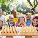 150pc Disposable Wooden Food Cones with 36 Holes Bamboo Ice Cream Cone Holder Display Stand and 150 Colorful Bamboo Stick for Restaurant Catered Events Party or Buffets Ice Cream Food Trucks