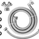 4FT Premium Steam Dryer Hose Installation Kit-Include 4 Ft 90 Degree Elbow Stainless Steel Hose,1 Foot Inlet Adapter Hose and Y Connector-Fit for All Steam Dryers by AMI PARTS