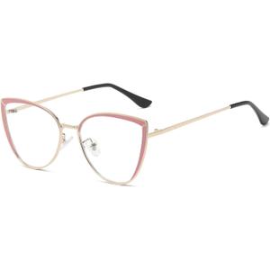 LJCZKA Cat Eye Blue Light Blocking Glasses for Women Computer Glasses Metal Frame Anti Eyestrain