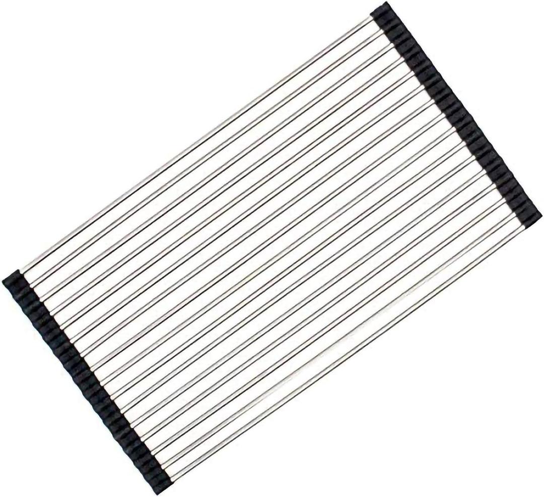 Ahyuan Roll up Dish Drying Rack Over The Sink Kitchen Roll up Sink Drying Rack Portable Dish Drainer Foldable Dish Drying Rack (Black, 20.5''X11.2'')