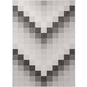 Nicole Miller New York Patio Country Ombre Chevron Indoor Outdoor Area Rug, UV Fade Resistant, Low Pile, Black/Cream, 5'2"x7'2"