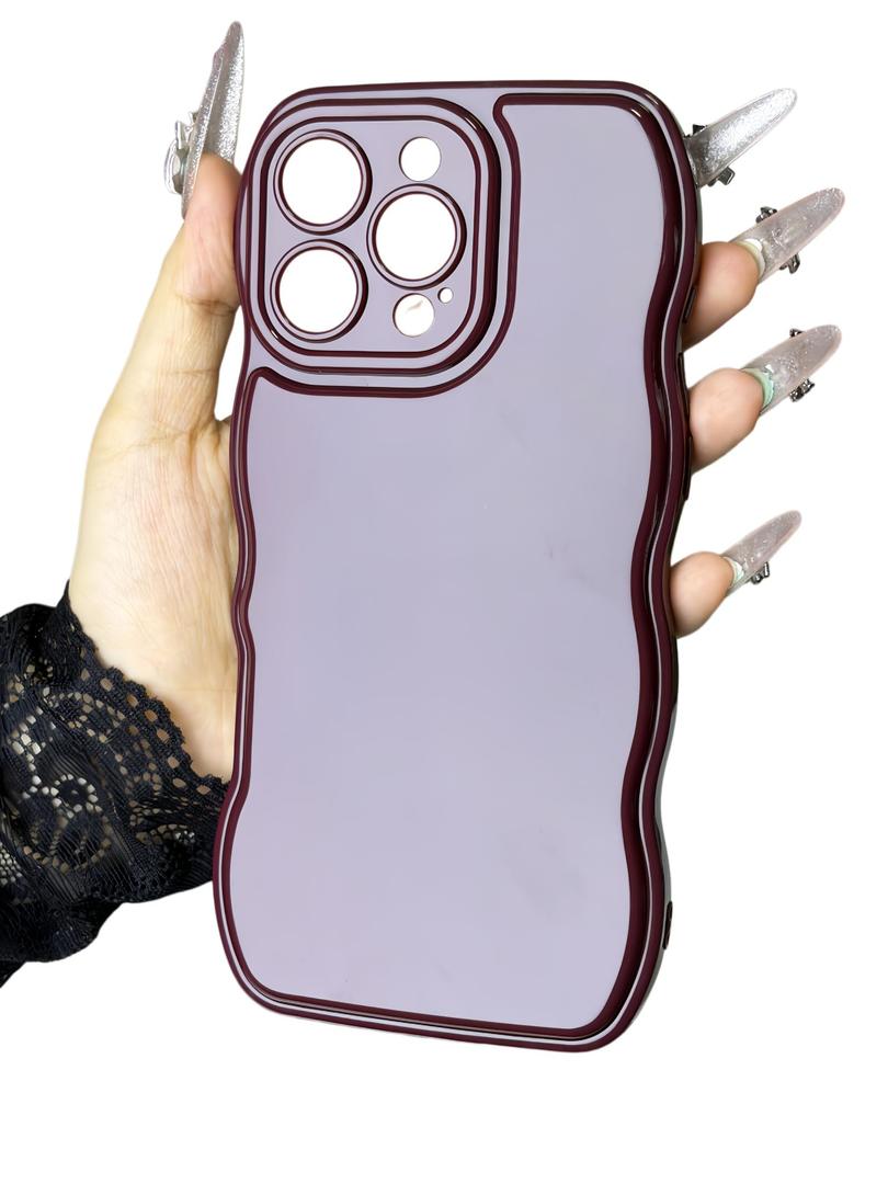 Nekiyo Tech Phone Case Compatible with iPhone 17 Pro Max, Simple Wavy Frame Soft Silicone Aesthetic Cover, Scratch Resistant Non-Slip Grip - Red