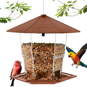 Jealoeur Bird Feeders for Outdoors Hanging Bird Feeder Wild Birds Seed, Brown