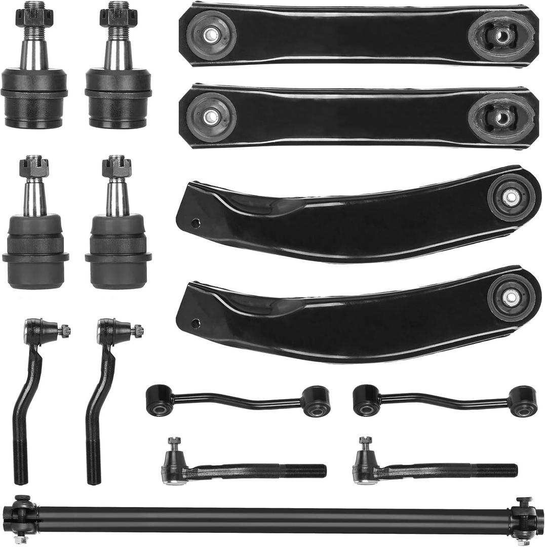 Front Upper and Lower Control Arm Tie Rod End Sway Bar End Links Suspension Kit Replacement for 1999 2000 2001 2002 2003 2004 Jeep Grand Cherokee - 15pcs Set