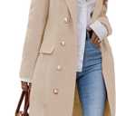 IDEALSANXUN Womens Long Wool Coat for Women Fall Winter Trench Coat Trendy Jackets (Large, Beige)