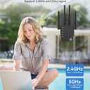 WiFi Extender 1200Mbps, Long Range WiFi Booster up to 12880 Sq Ft, 105 Devices, WiFi Extender Signal Booster for Home, Easy Setup