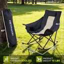 Oversized Rocking Camping Chair for Adults with Headrest, Portable Rocking Chair with Cup Holder, Side Pocket & Carry Bag, 400 lbs Heavy Duty Outdoor Rocker Chair for Camp, Patio, Black