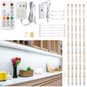 WOBANE Under Counter Light, Dimmable LED Under Cabinet Lighting, 6 PCS LED Strip Light Bars with Remote Control for Kitchen,Shelf,Pantry,Showcase,Desk,Cupboard 6000K White, Timing, 16W 1500LM,9.8 ft