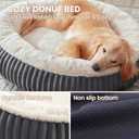 36 inches Donut Dog Bed for Large Dogs - Calming Round Pet Bed with Removable Cover,Washable Milk Plush Faux Fur, Fits Pets up to 80 lbs(Charcoal,Large)