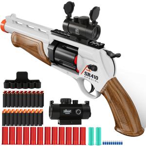 Toy Guns for Boys, Shotgun Foam Blaster, Enhanced Revolver Children Outdoor CS Soft Bullet Toy Rifle, Birthday Xmas Gift for Kids Age 8+ (Brown)