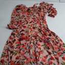 BLENCOT Womens Casual Square Neck Long Sleeve Boho Floral Midi Dress Print Side Split Dresses (X-Large)