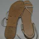 Women's Glitter Rhinestone Flat Criss Cross Strappy Open Toe Sandals Slip On Slippers (11, Beige)