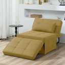 BIGSYY 4-in-1 Multi-Function Folding Ottoman Velvet Couch Bed - Adjustable Backrest for Adults, Ideal for Living Room, Apartment & Office, khaki