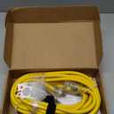 25FT 12/3 Gauge Heavy Duty Outdoor Extension Cord Waterproof, Weatherproof -58F to 140F with Lighted Outlet & Press-Release Lock, 15A 1875W 3 Prong, SJTW Electrical Power Cord, ETL Listed (Yellow)