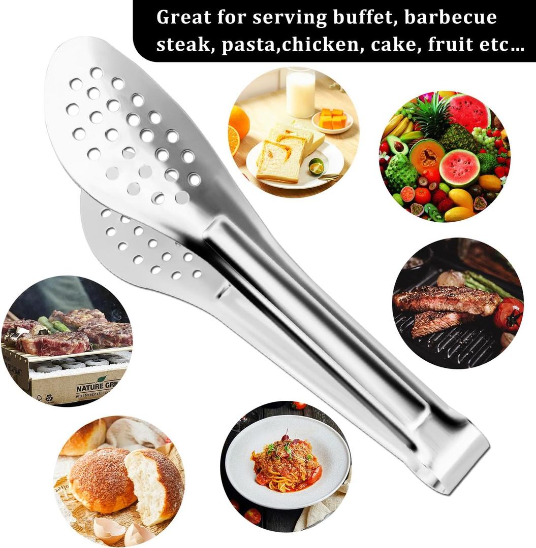5 Pack Buffet Tongs,Stainless Steel Serving Tongs Serving Utensils 9Inch
