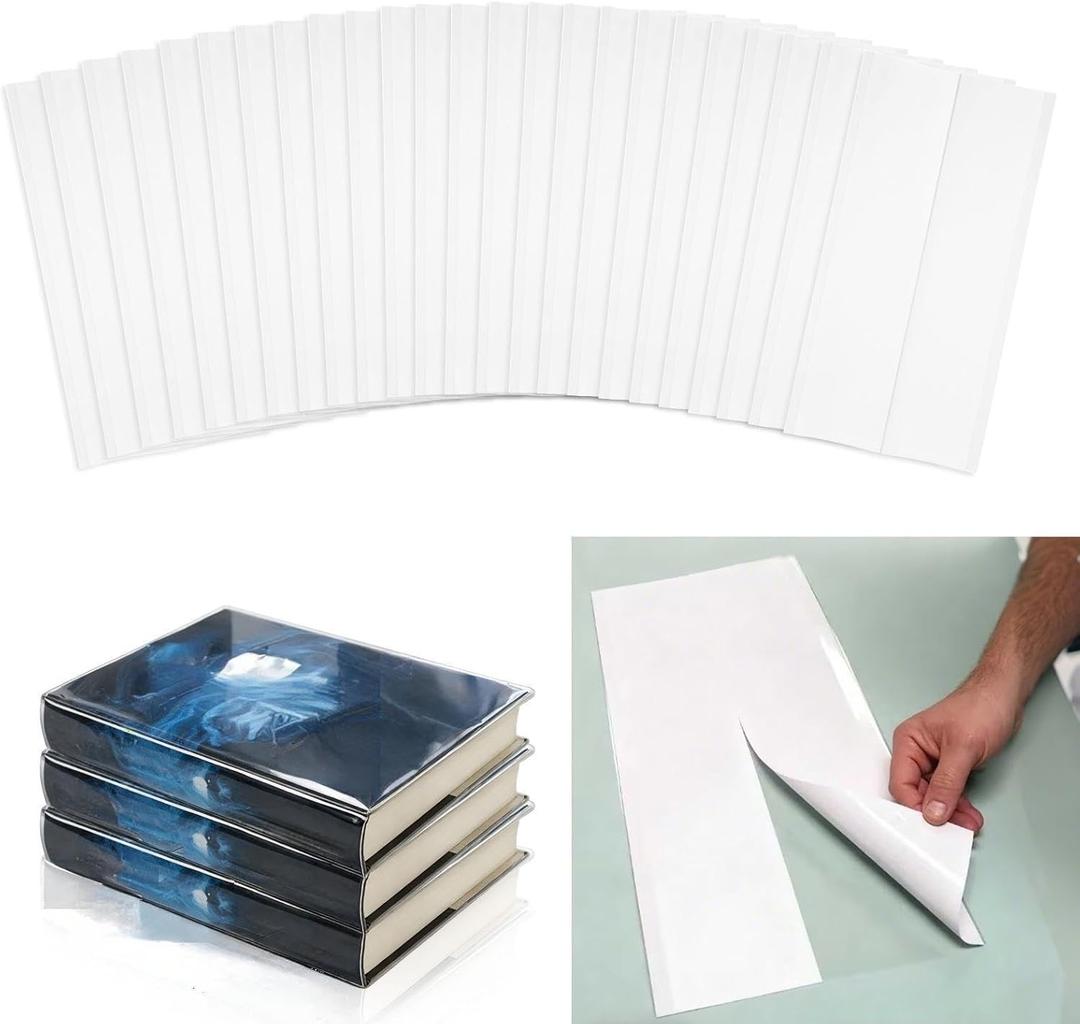 Lerheedi 20pcs 10" H x 21" L Fold-on Archival Book Jacket Covers Clear Archival Book Dust Cover Protective Sheets for Hardcover Librarian Collector