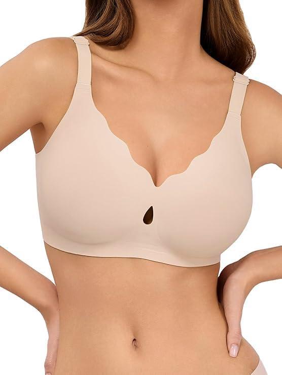 Summer Clearance Women's Clothing - Wireless Bras for Women - No Underwire Soft Comfort T-Shirt Bra (Large, Nude)