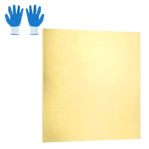 MECCANIXITY Brass Sheet, 8" X 8" 38 Gauge(0.1mm) Thickness H62 Brass Metal Plates Thin Metal Sheets with Gloves for Craft DIY Model Jewelry Electrical Repair Industrial, Pack of 1, Gold