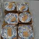 SiliFine 24 Pcs Wedding Favors for Guests Small Ceramic Bowl Bulk Gifts Set 3.3 Inch Floral Design Mini Dipping Sauce Dish with Card Box for Bridal Pooja Baby Shower Birthday (Flower,Blue)