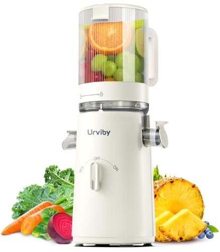 Juicer Machines, 2-in-1 Cold Press Juicer for Juice & Sorbet, suit for Vegetable and Fruit with 5-Inch Wide Chute, Powerful Masticating/High-Yield High Nutrients/Rev Mode/Easier Clean (Off-white)