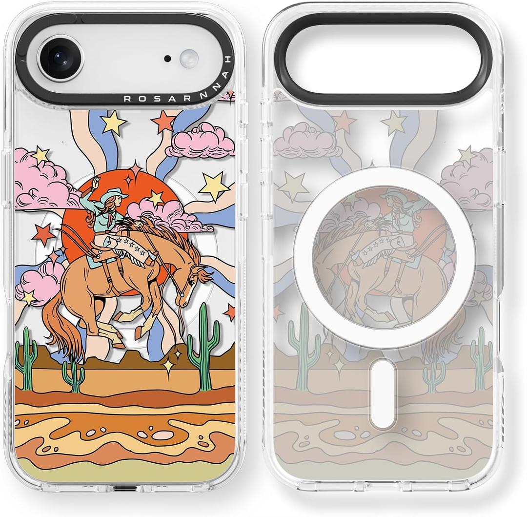 for iPhone Air Case Cute - Compatible with Magsafe - Durable Shockproof 6.6 ft Drop Impact Phone Case - Funny Cowboy Design for iPhone 17 Air (6.5") Clear