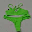 SherryDC Women's Solid Scoop Neck Push Up Padded Brazilian Thong Bikini Swimsuit Bathing Suit (Medium, Lime Green)