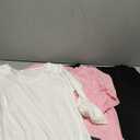 Ficerd 3 Pack Women's 3/4 Length Sleeve T Shirts, V Neck Tops Loose Fit Blouses Casual Tees 2025 Fashion Clothes (Large, Black, Pink, White)