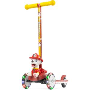Kick Scooter for Kids, Self-Balancing 3 Wheeled Scooter with Light Up Wheels & Deck, Extra Wide Anti-Slip Deck, Rear Brake, Lean to Steer, Lightweight Design, for Kids 3 and Up, 75 LB Limit (Marshall)