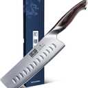 7 Inch Nakiri Knife, Japanese High Carbon Stainless Steel Chef Knife, Multipurpose Meat Vegetable Sharp Kitchen Knife with Ergonomic Pakkawood Handle