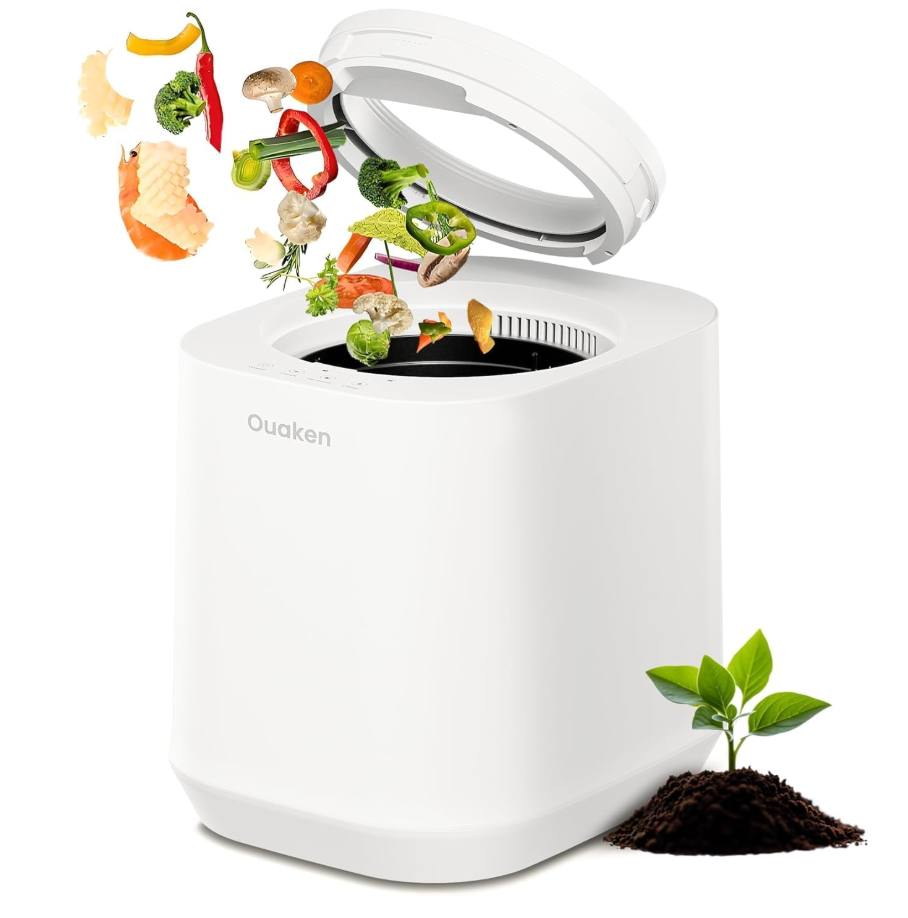 4L Electric Composter for Kitchen, Smart Countertop Compost Bin | Odorless | Low Noise | Auto Clean | Turn Food Waste into Fertilizer, Indoor Food Waste Compost Machine, White