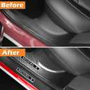 Door Sill Protector for Tesla Model 3, 4 Pieces Door Entry Protectors Strips for Inner Side, Tesla Model 3 Accessories 2021 2022 2023 for 5-Seater, Glossy Carbon Fiber Pattern