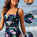 Aqua Eve One Piece Bathing Suit for Women Tummy Control Swimsuit Slimming Vintage Swimwear
