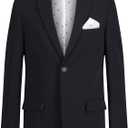 Tommy Hilfiger Boys' Bi-Stretch Alexander Blazer Suit Jacket, 2-Button Single Breasted Closure, Solid Color, Buttoned Cuffs & Front Flap Pockets (18)