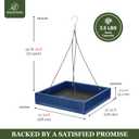 Kingsyard WPC Composite Platform Bird Feeder for Outside, Heavy Duty Hanging Tray for Mealworms & Seeds, 3.5 lbs Large Capacity, Weatherproof Recycled Plastic Material, Easy to Clean, Blue
