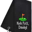 Hafhue Kick Put Daddy Embroidered Golf Towel, Dad Golf Towel, Golf Accessories for Men, Golf Gift for Dad Grandpa, Birthday for Dad Grandpa Golf Fan, Retirement Gift for Dad, Pack 2