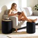 DUMOS Round Ottomans with Storage Set of 2, Vanity Stool, Foot Stool, 14.57''D × 14.57''W ×18.11''H