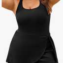 Aleumdr Women's Plus Size Swimsuit One Piece Swim Dress Modest Full Coverage Tummy Control Bathing Suit with Skirt, L