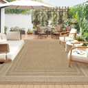 9x12 Large Area Rug for Living Room Modern Solid Easy Jute Indoor Outdoor Rugs Non Slip Neutral Patio Easy Jute Outdoor Rugs Washable Carpet for Porch Kitchen Bedroom Living Room Backyard, Natural