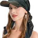 ZLYC Chemo Headwear for Women Brim Visor Head Scarf Pre Tied Headwraps Lightweight Skull Cap (Tie Dye Gray)