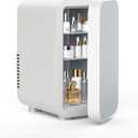 FANSEXPERT Skincare Fridge with Glass Panel, 6L Mini Fridge for Home/Car, AC/DC Portable Thermoelectric Cooler and Warmer, Makeup Mini Compact Refrigerator for Skincare Cosmetics Food Drinks (White)