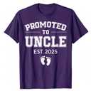 Promoted to Uncle Est 2025 Uncle to Be Gifts 1St Time Uncle T-Shirt (L, Purple)